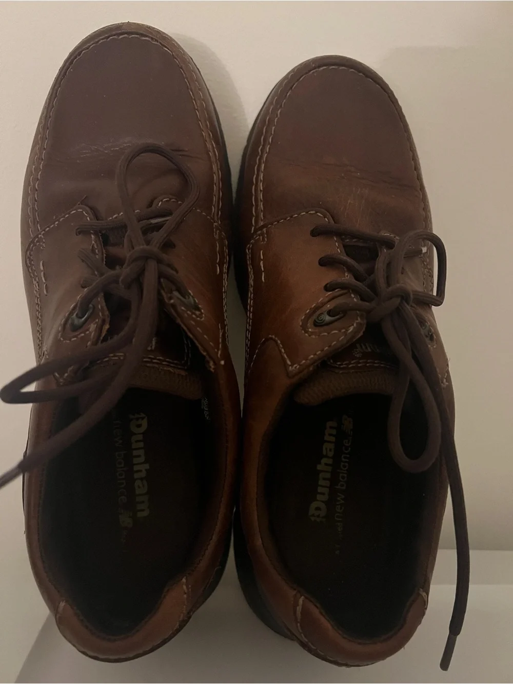 New Balance Brown Leather Lace-Up Boat Shoes